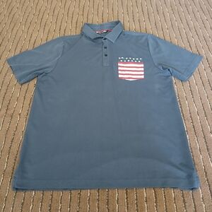 Travis Mathew USA Themed Navy Blue Polo Shirt Men's Size Medium